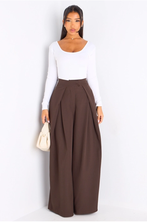 Pantalon palazzo marron