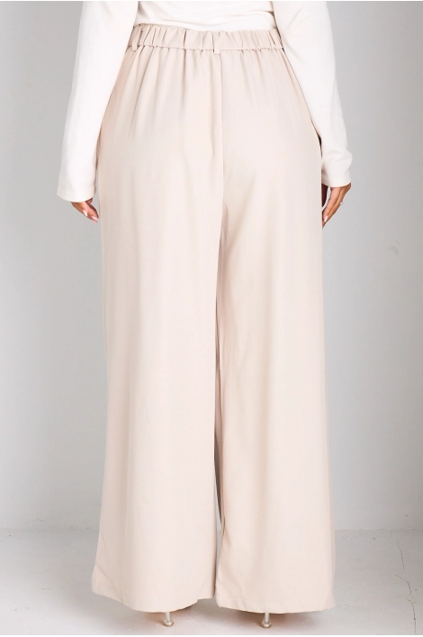 Pantalon à pince et coupe droite beige