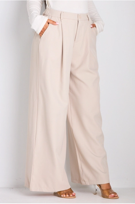 Pantalon à pince et coupe droite beige