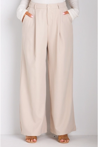 Pantalon à pince et coupe droite beige