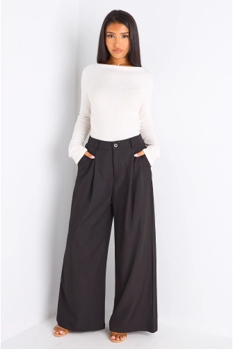 Pantalon à pince et coupe droite noir