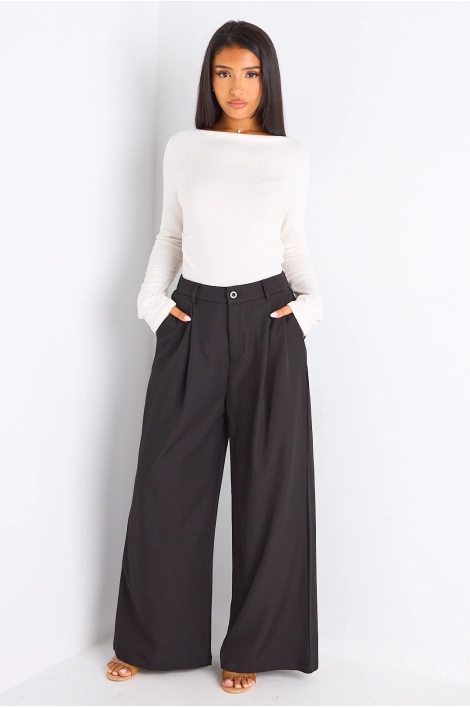Pantalon à pince et coupe droite noir