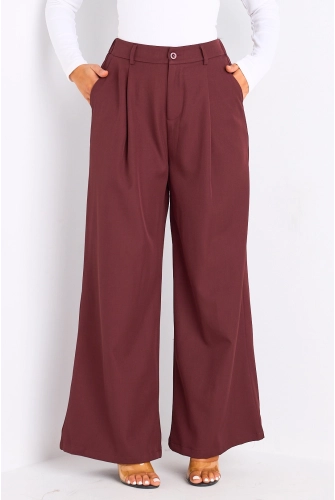 Pantalon à pince et coupe droite bordeaux
