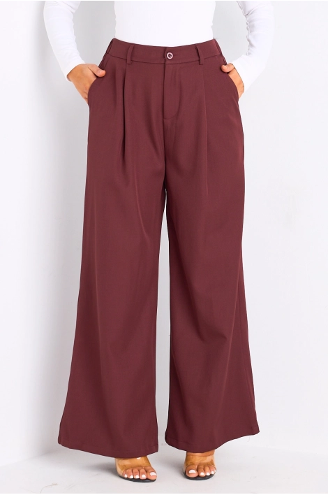 Pantalon à pince et coupe droite bordeaux