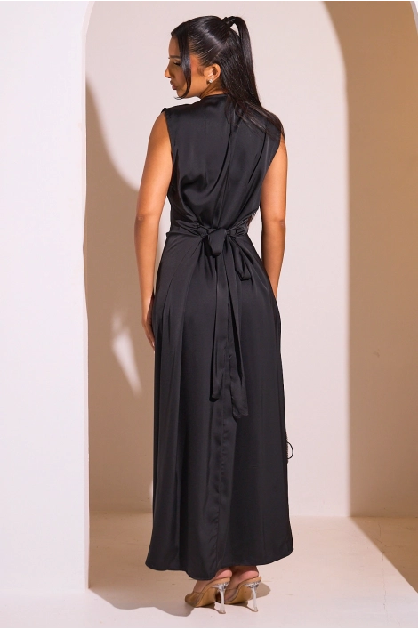 Ensemble 2 pièces : abaya + kimono noir à motif géométrique