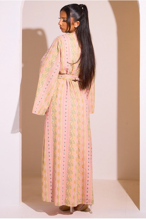 Ensemble 2 pièces : abaya + kimono rose colorés