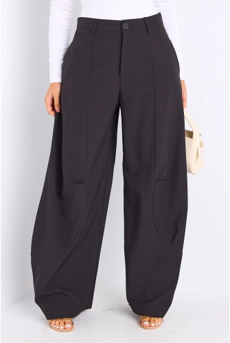 Pantalon de tailleur noir style palazzo