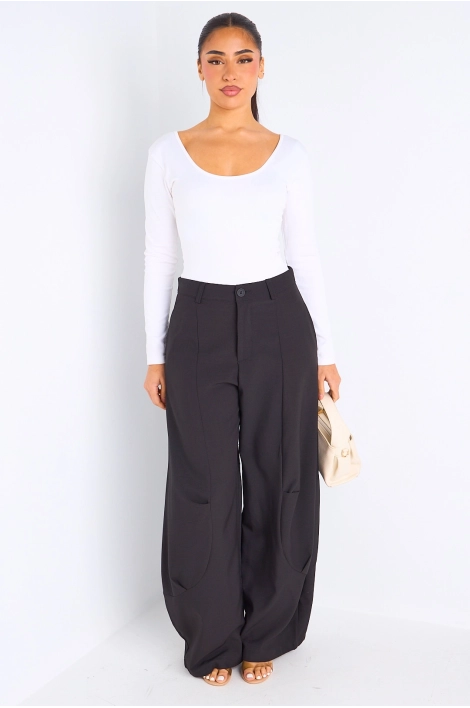 Pantalon de tailleur noir style palazzo