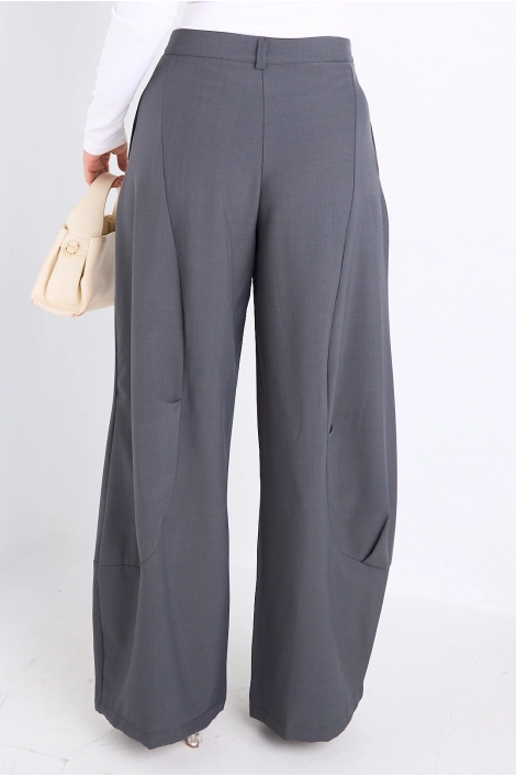 Pantalon de tailleur gris style palazzo