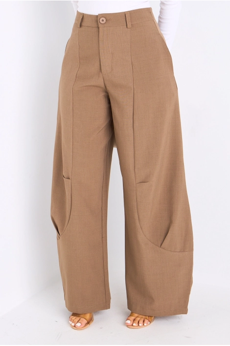 Pantalon de tailleur camel style palazzo