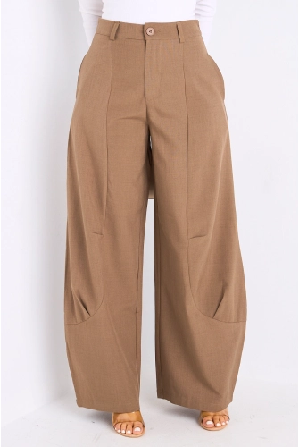 Pantalon de tailleur camel style palazzo