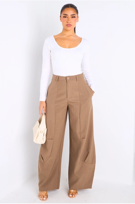Pantalon de tailleur camel style palazzo