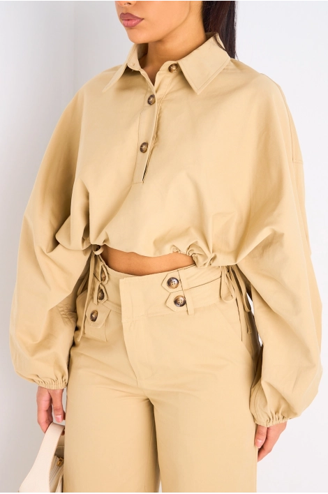 Ensemble deux pièces beige haut + pantalon