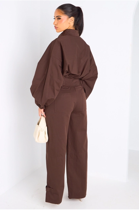Ensemble deux pièces marron haut + pantalon