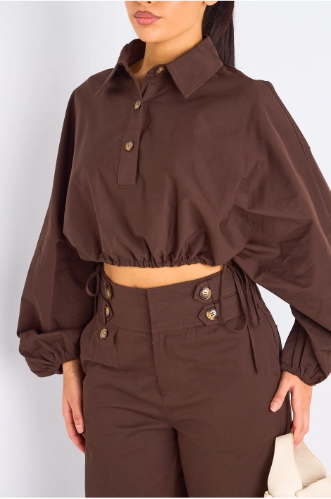 Ensemble deux pièces marron haut + pantalon