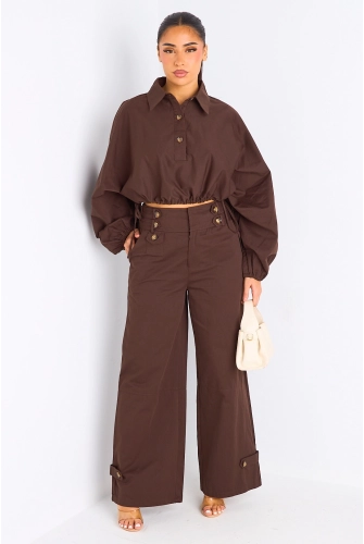 Ensemble deux pièces marron haut + pantalon