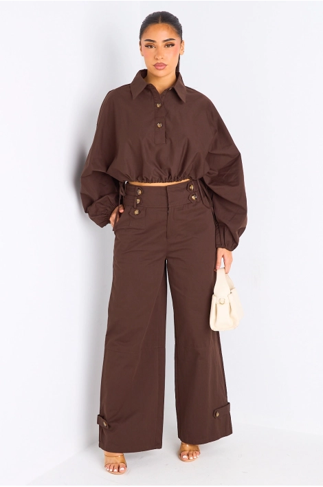 Ensemble deux pièces marron haut + pantalon
