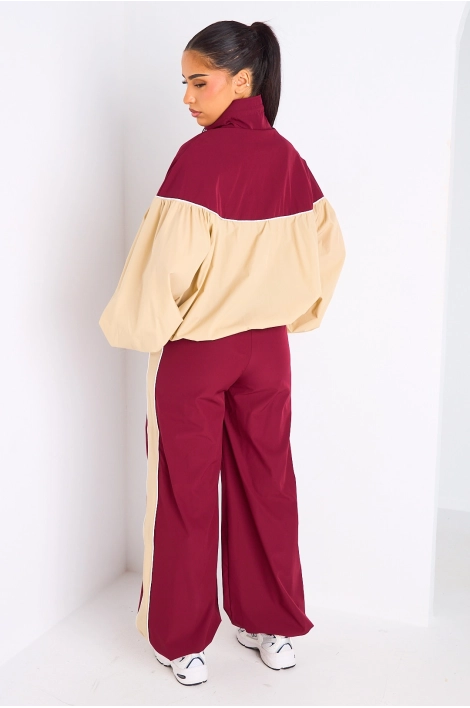 Ensemble deux pièces veste + jogging  bordeaux et beige