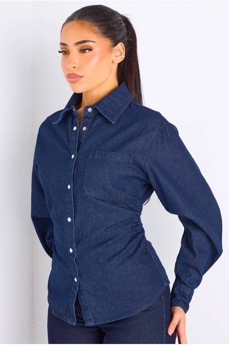 Chemise cintrée en Jean's bleu foncé