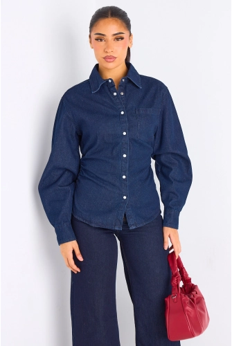 Chemise cintrée en Jean's bleu foncé