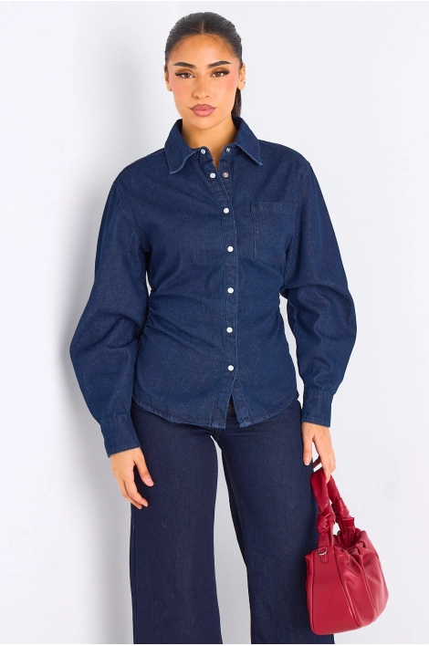 Chemise cintrée en Jean's bleu foncé