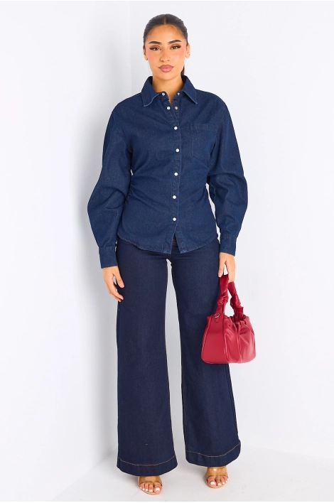 Chemise cintrée en Jean's bleu foncé