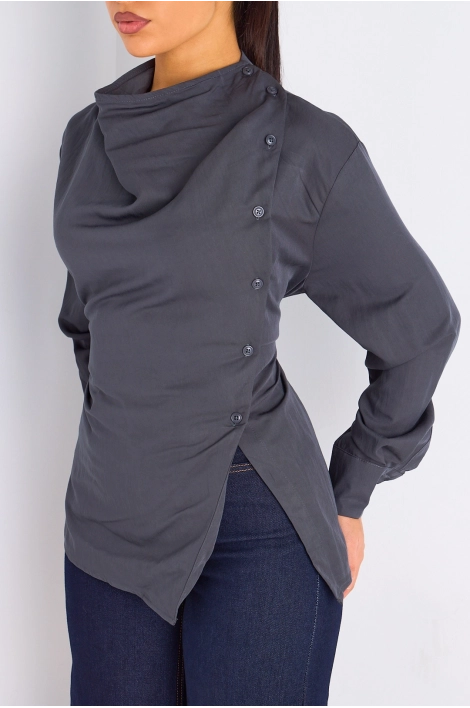 Chemise grise cintrée à manches longues