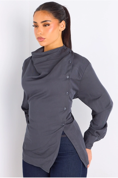 Chemise grise cintrée à manches longues