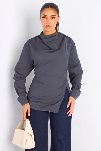 Chemise grise cintrée à manches longues