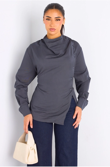 Chemise grise cintrée à manches longues