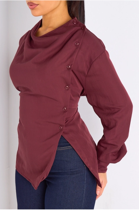 Chemise bordeaux cintrée à manches longues