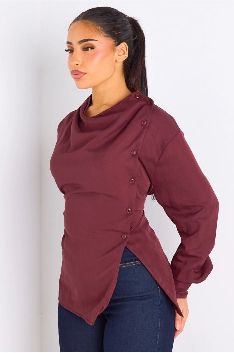 Chemise bordeaux cintrée à manches longues