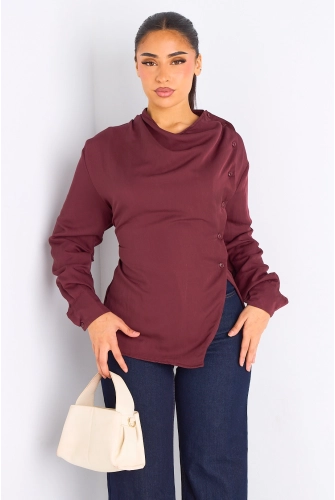 Chemise bordeaux cintrée à manches longues