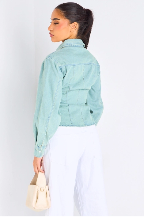 Chemise cintrée en Jean's bleu effet délavé
