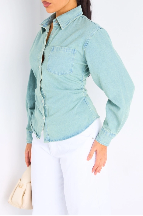 Chemise cintrée en Jean's bleu effet délavé