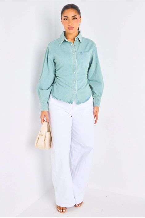 Chemise cintrée en Jean's bleu délavé