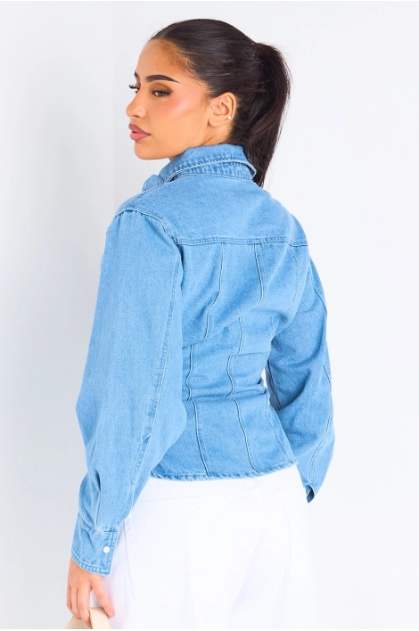 Chemise cintrée en Jean's bleu clair