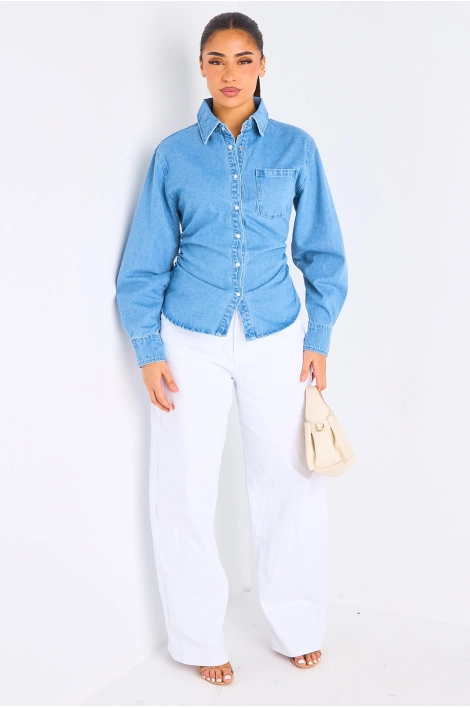 Chemise cintrée en Jean's bleu clair
