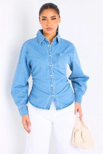 Chemise cintrée en Jean's bleu clair