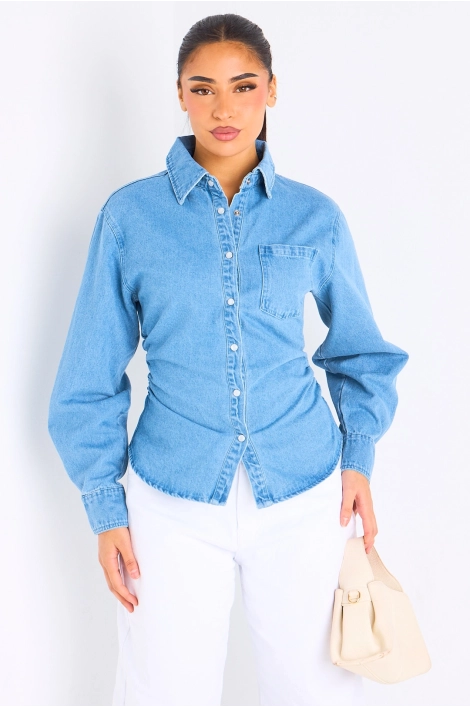 Chemise cintrée en Jean's bleu clair