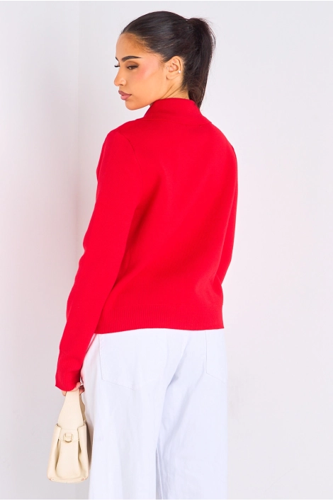 Gilet à zip et col rabat de couleur rouge
