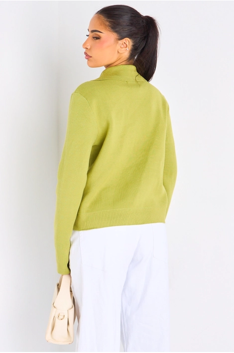 Gilet à zip et col rabat de couleur vert