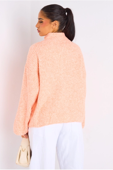 Gilet court en laine orange chiné