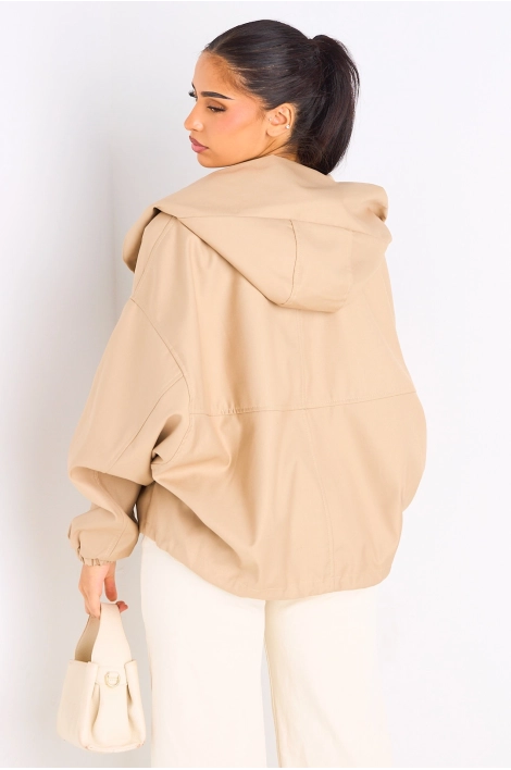 Veste courte camel à capuche