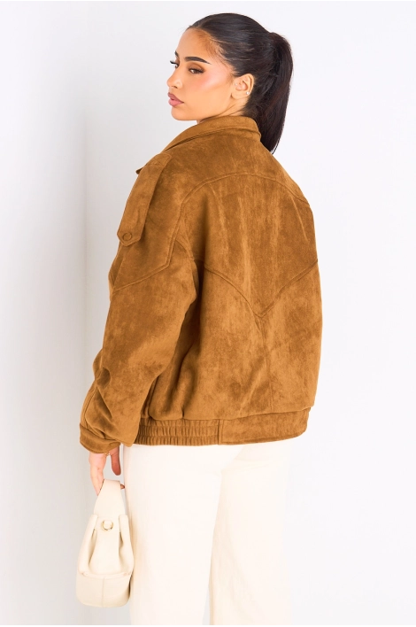 Veste courte en suédine camel