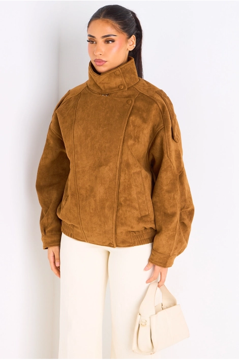 Veste courte en suédine camel