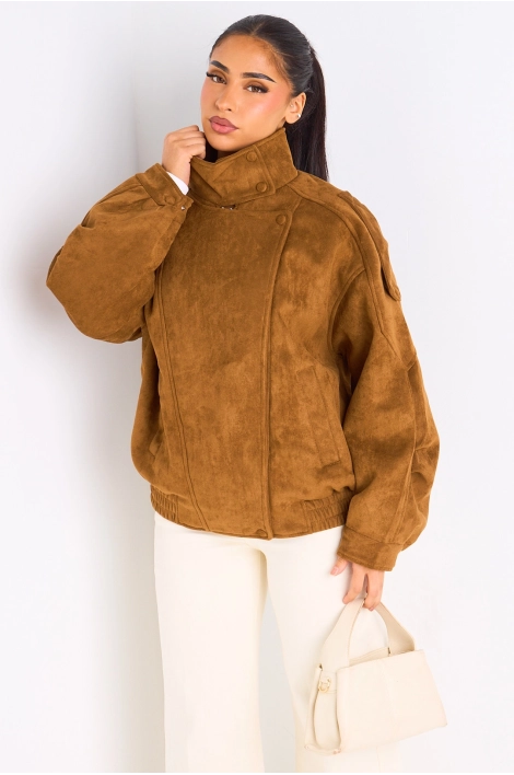 Veste courte en suédine camel