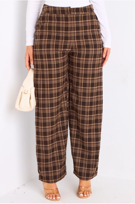 Pantalon à carreaux marron