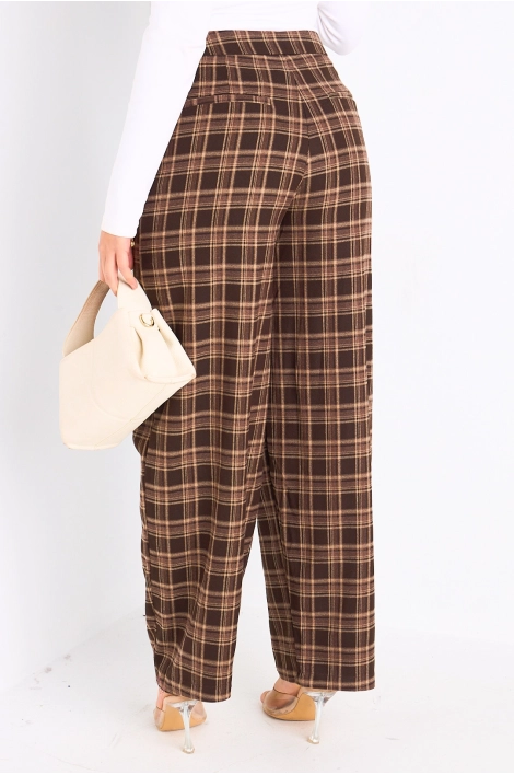 Pantalon à carreaux marron