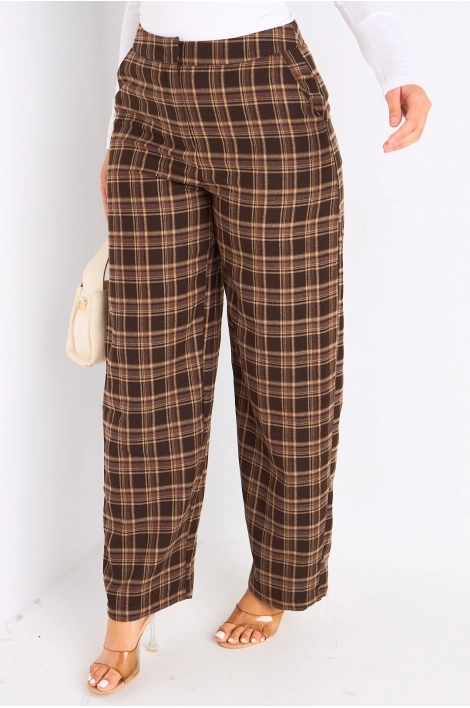 Pantalon à carreaux marron